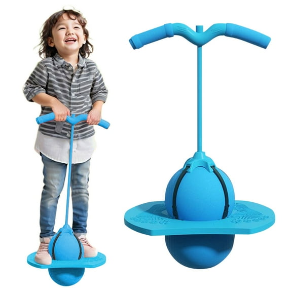 Pogo Ball With Handle For Balance Training,Pop Bounce Board For All Ages,Adjustable Rope,High Load Capacity,Soft PVC Construction,Anti-Slip Jump Trick Ball With Pump For Indoor Outdoor Fitness (Blue)