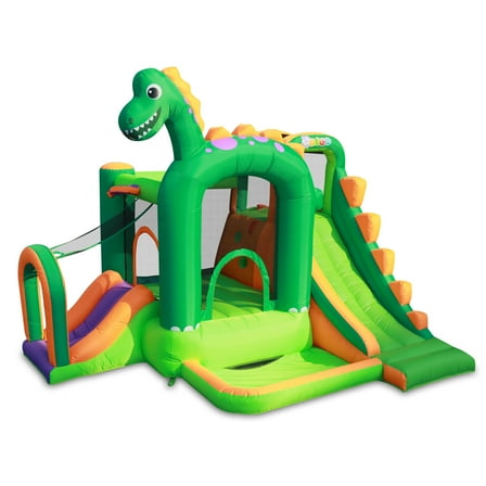 Pogo Bounce House Backyard Kids 7-in-1 Inflatable Bounce House with Slide, Dinosaur