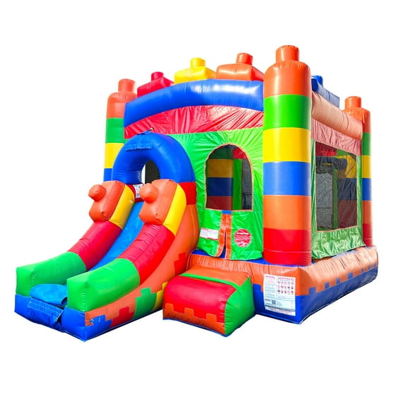 Pogo Bounce House Crossover Bounce House with Slide, Building Block