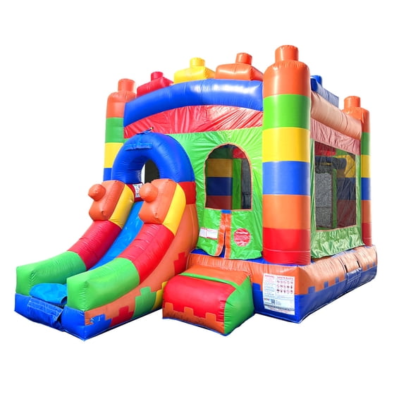 Pogo Bounce House Crossover Bounce House with Slide, Building Block, No Blower