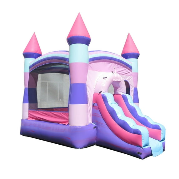 Pogo Crossover Inflatable Bounce House with Water Slide and Blower, Deluxe Pink