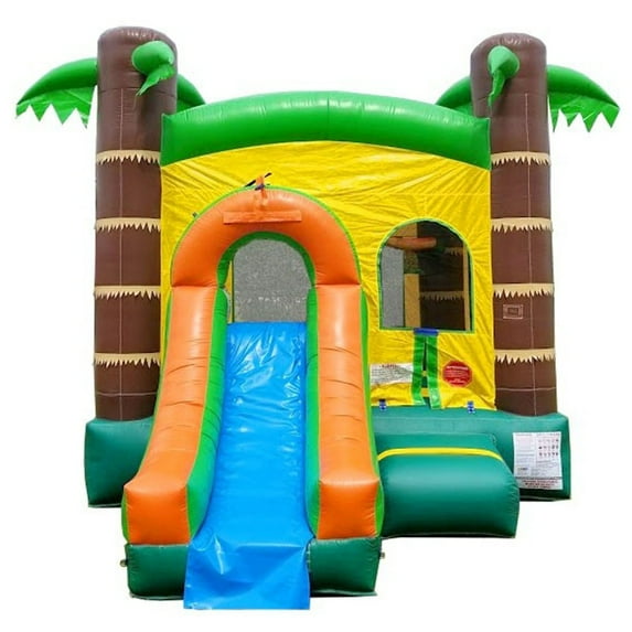 Pogo Bounce House Crossover Bounce House with Slide, Classic Tropical
