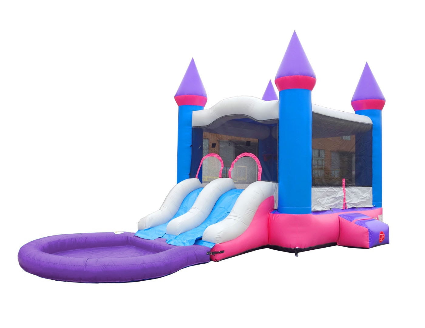 Pogo Bounce House Crossover Bounce House with Water Slide, Pink Dual ...