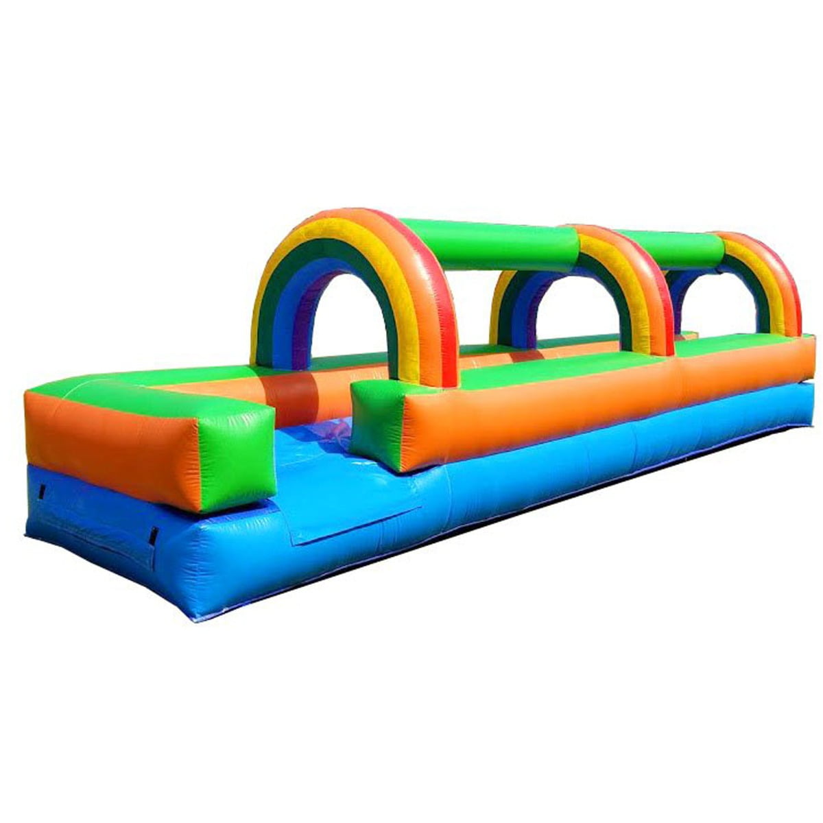 Pogo Bounce House Crossover Giant Inflatable Slip and Splash Slide, Rainbow with Blower