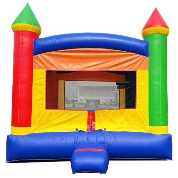 Pogo Crossover Inflatable Bounce House with Blower, Classic Rainbow Kids Jumper