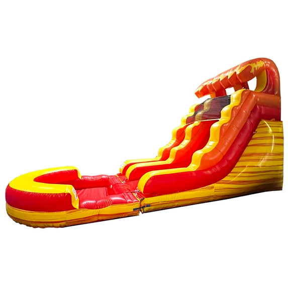 Pogo Bounce House Crossover Kids Inflatable Water Slide, Fire Marble with Blower, 15 ft