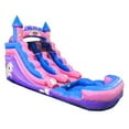 thumbnail image 1 of Pogo Bounce House Crossover Kids Inflatable Water Slide, Pink Unicorn, 12 ft, No Blower, 1 of 8