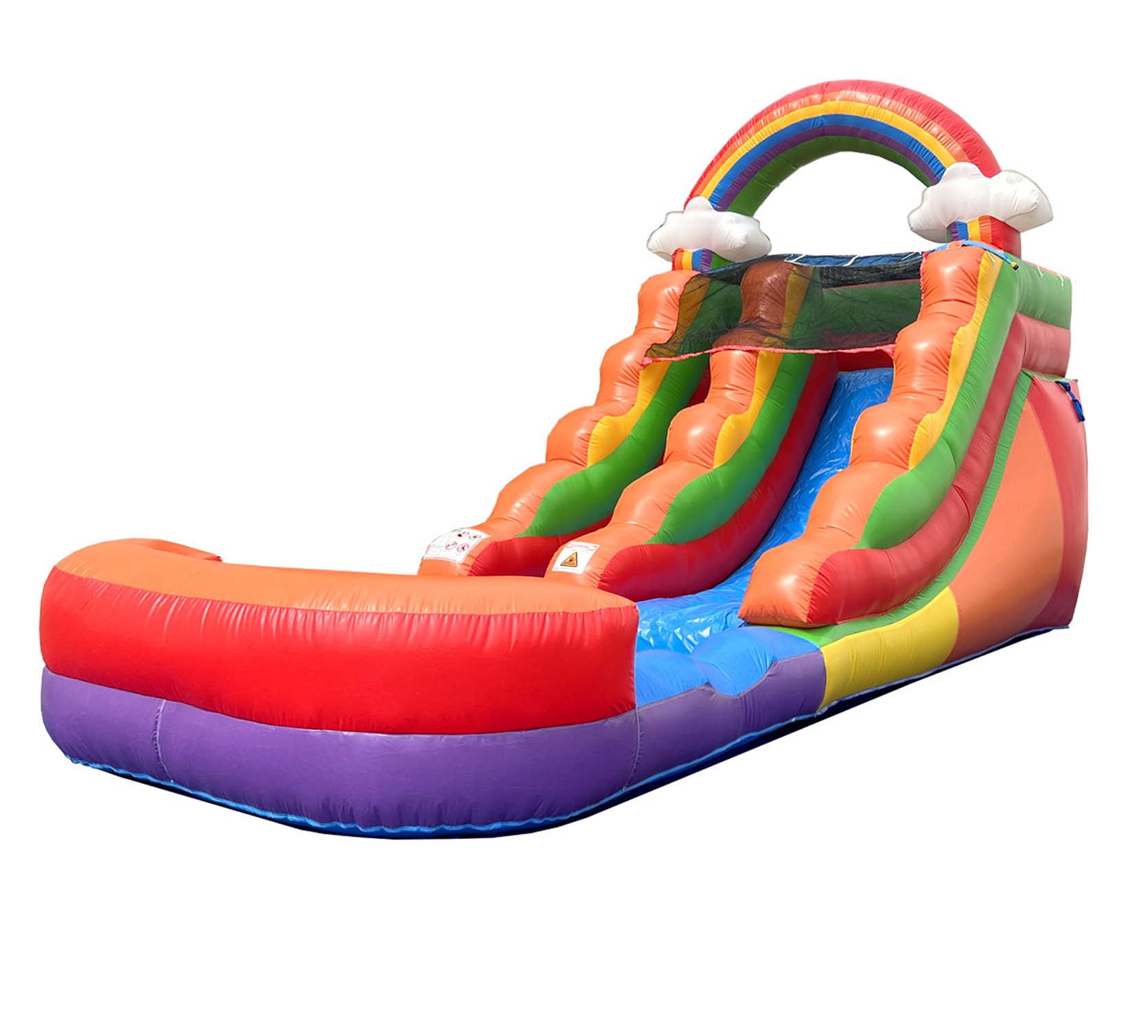 Pogo Crossover Inflatable Water Slide, No Blower, Rainbow Cloud 12 Foot Kids Waterslide