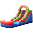 thumbnail image 1 of Pogo Bounce House Crossover Kids Inflatable Water Slide, Classic Rainbow With Blower, 12 ft, 1 of 9