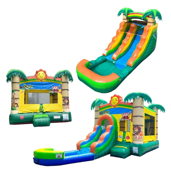Pogo Bounce House Tropical Smiley Face Inflatable Trio