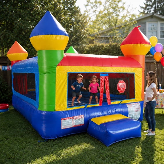 Pogo Crossover Junior Inflatable Bounce House Toddler Rainbow Jumper with Blower