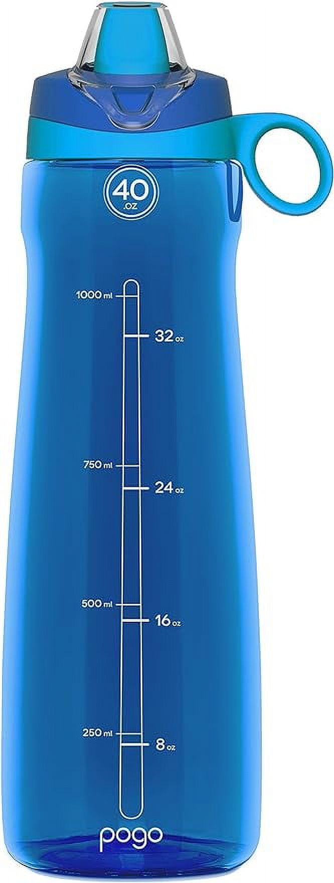 Pogo Plastic Water Bottle with Soft Straw Lid and Carry Handle, BPA