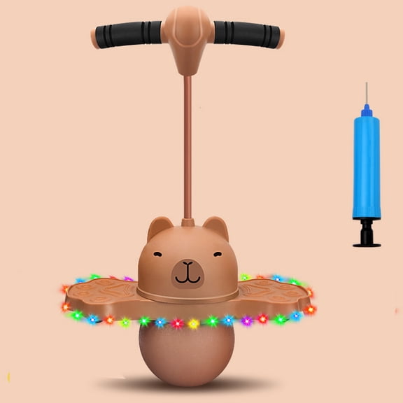 Pogo Stick Bouncing Ball Capybara, Anti Slip Handle Jump Toy for Childs, High Bounce Board with Ball Pump, Indoor Outdoor Fitness Toy for Boys Girls Kindergarten