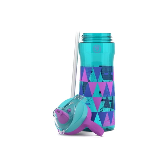 Pogo BPA-Free Tritan Kids Water Bottle with Silicone Soft Straw, Taffy Triangles, 18 oz.