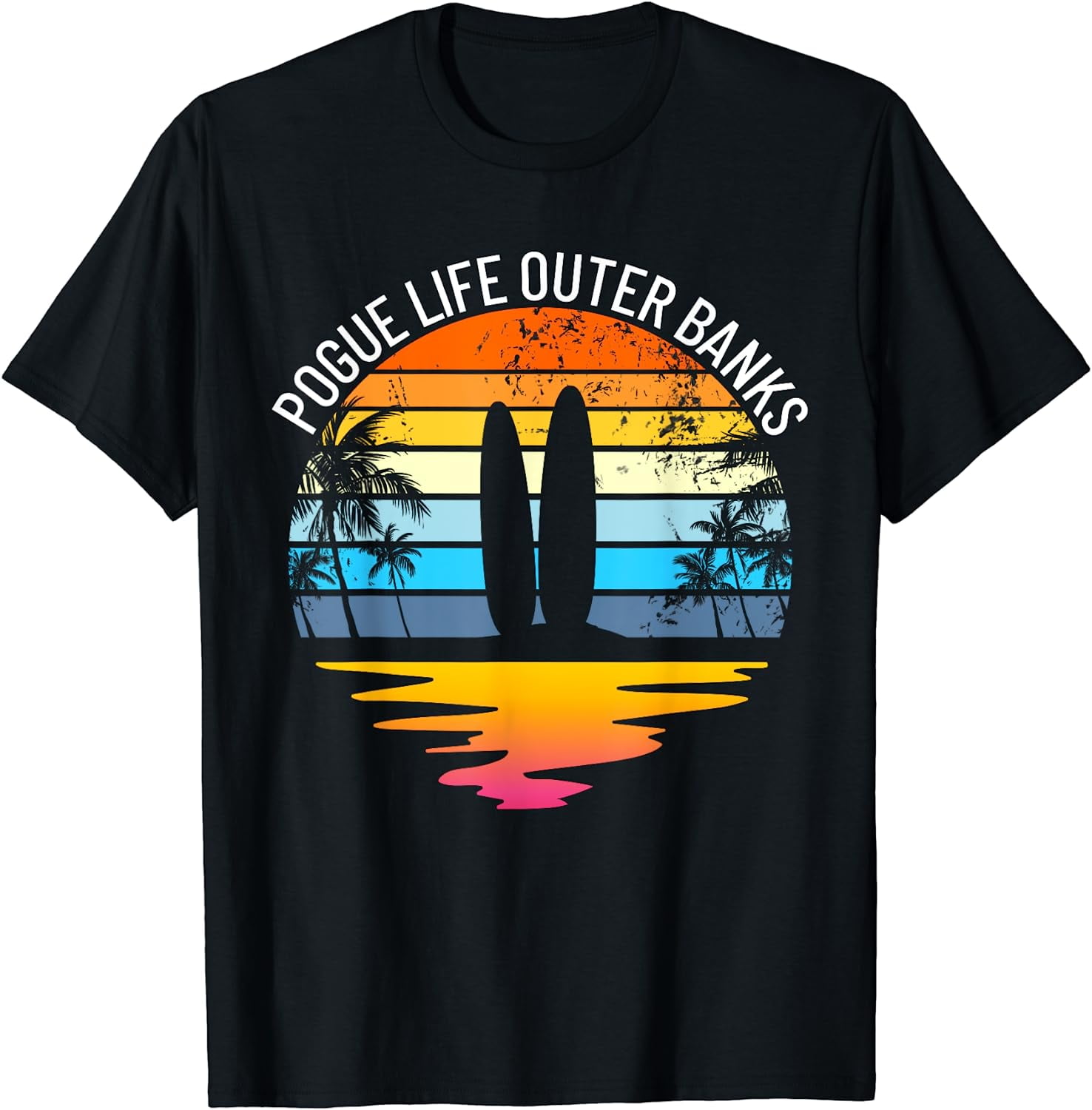 Pogue Life Outer Banks Retro Sunset Surfing OBX Pogue Life T-Shirt ...