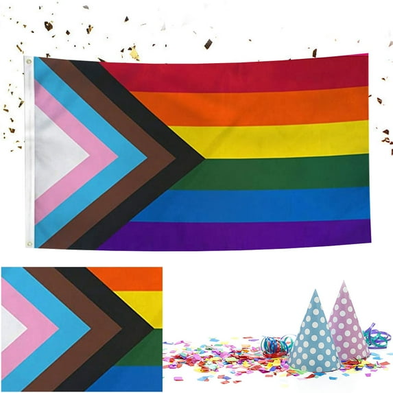 Pohot 60x90cm Outdoor Pride Flag LGBTQ+ Hanging Flag Banner Colorful Gay Pride Striped Flag for Intersex Community Intersex Progress Bisexual