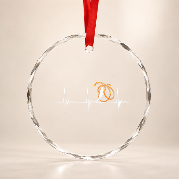 Poi Fire Spinning Pyro Dancer Heartbeat Ekg Pulse Glass Ornament