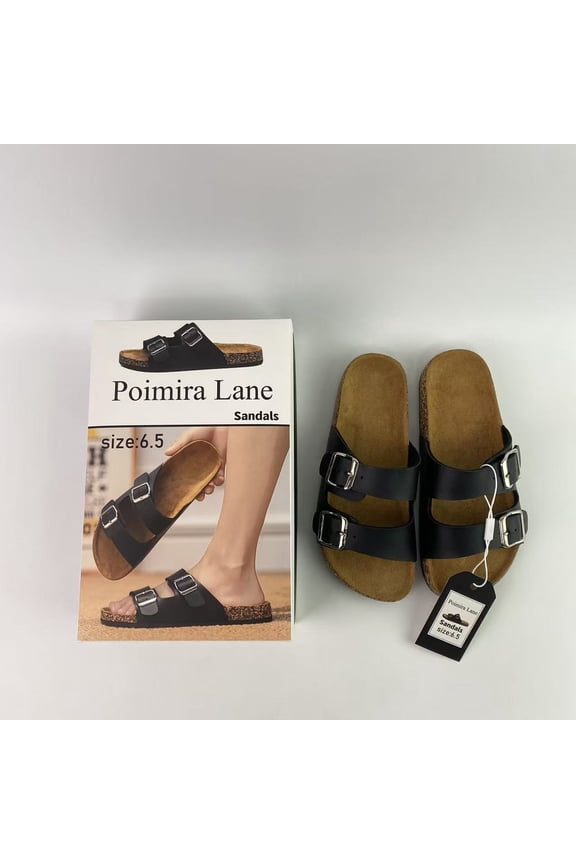 Sandals,Cork Footbed Mens Sandals, Adjustable Buckle Comfort Slides for Men, Genuine Leather Insole Summer Sandals Men Footwear size: 6.5