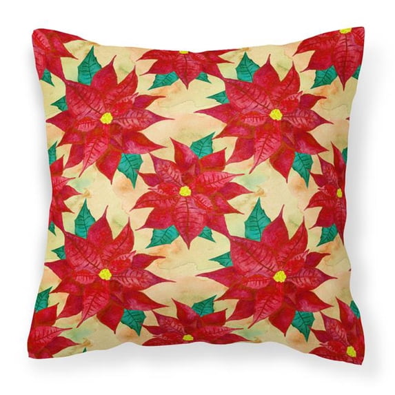 Poinsetta Christmas Fabric Decorative Pillow - 18 x 18 in.