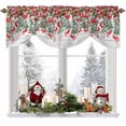 thumbnail image 1 of Poinsettia Berry Tie Up Valances Curtain, Red Floral Winter Plants Vintage Wood Grain Adjustable Rod Pocket Short Window Treatment Tie Up Curtains Valances for Kitchen Living Room Bathroom 42x18 In, 1 of 9