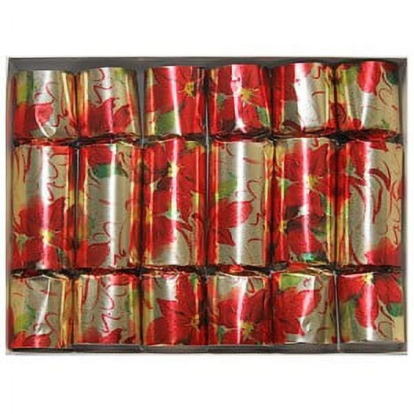 Poinsettia Christmas Cracker - 6 ct with holiday miniature ornaments