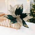 thumbnail image 1 of Poinsettia Christmas Flowers Decoration, Artificial Flowers Christmas Tree Wreath, Christmastree Ornaments Glittery Velvet Ornaments for Xmas New Year Wedding Diy Garland Home Decor (Green), 1 of 5