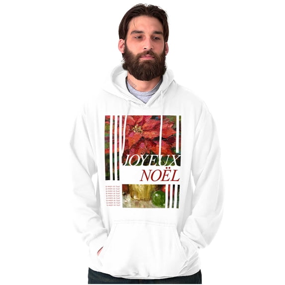 Poinsettia Christmas Joyeux Noel Unisex Plus Fleece Graphic Hoodie Brisco Brands 5X