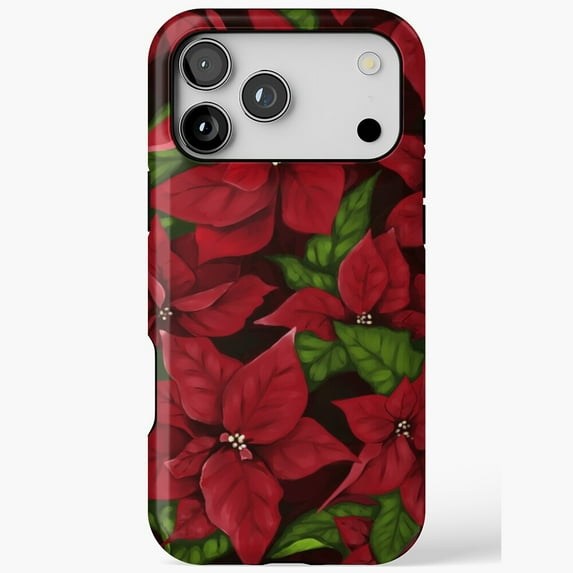 Poinsettia Christmas Star Flower iPhone Case 17 11 12 13 14 15 16 Pro Max