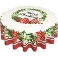 thumbnail image 1 of Poinsettia Christmas Tablecloth Round 60 Inch White and Red Christmas Round Tablecloth Washable Polyester Winter Floral Bird Decorative Table Cloth for Home Kitchen Dining Table Outdoor Party Patio, 1 of 6