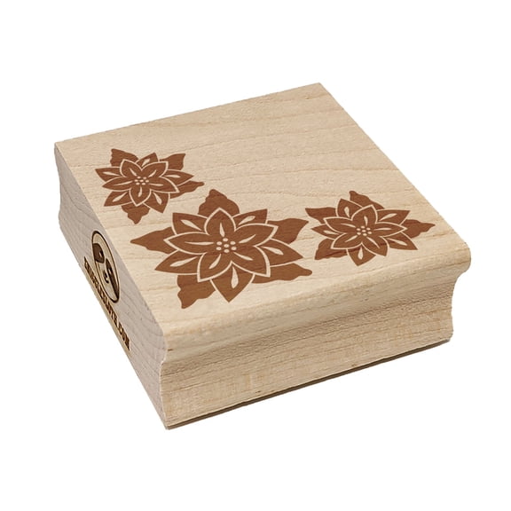 Poinsettia Corner Square Rubber Stamp Stamping Scrapbooking Crafting - Small 1.25in
