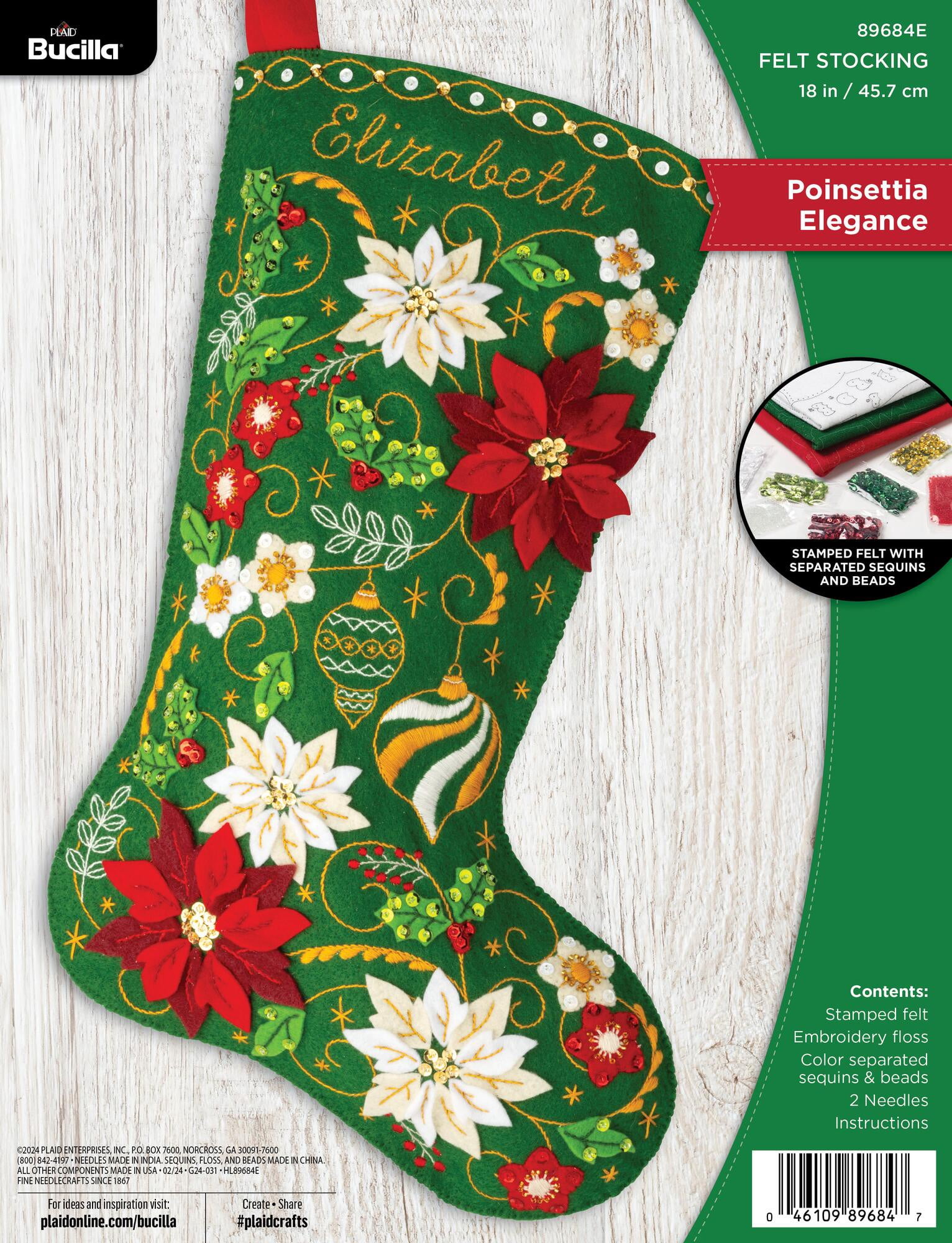 Bucilla Poinsettia Elegance 18 in Multicolor Felt Stocking Kit