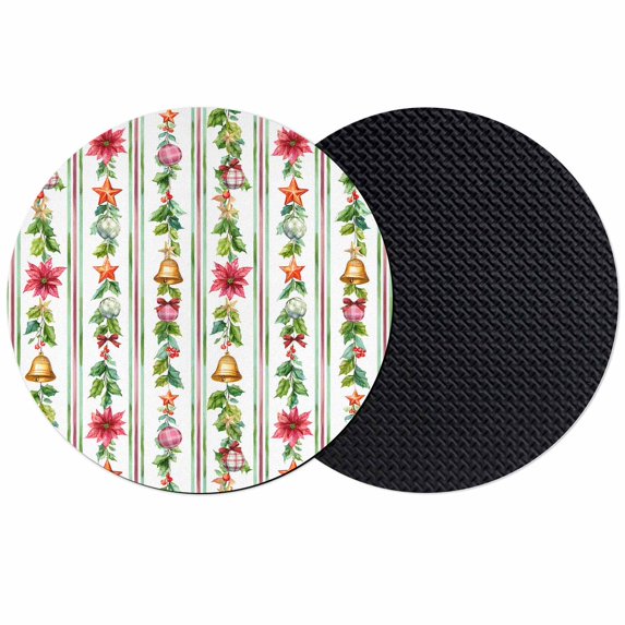 Poinsettia Floral Coasters Set of 2, Absorbent Coasters for Drinks, Christmas Balls Xmas Plants Bells New Year Coaster for Desk Coffee Table Protection, Home Decor House Warming Gifts 4"