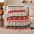 thumbnail image 1 of Poinsettia Floral Fair Isle Holiday, Festive Holiday Scene, Warm Flannel Blanket for Living Room and Family Room, Art Lovers Valentine's Day Gift, Festive Home Decor, 1 of 9