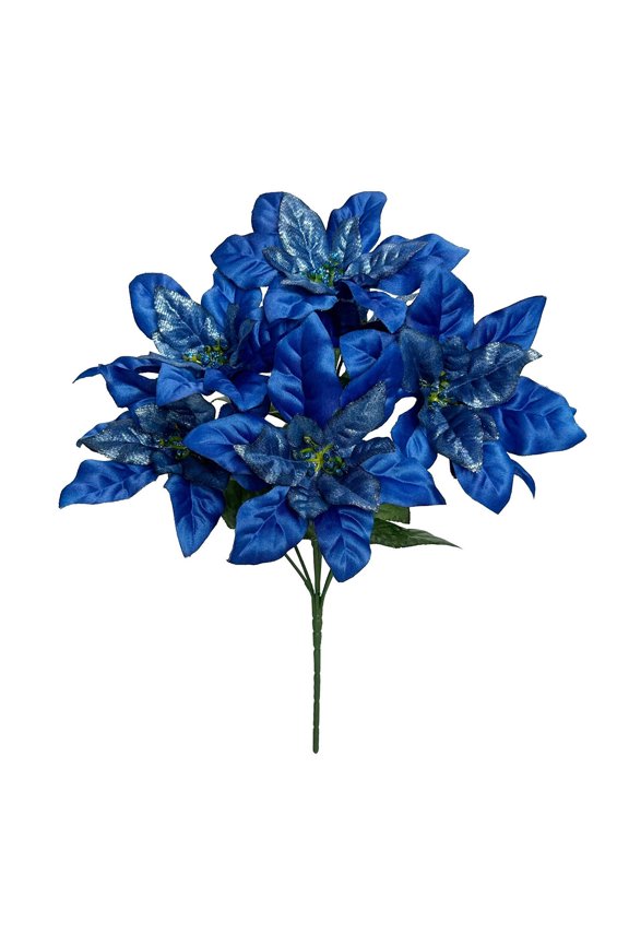 Poinsettia Flower Artificial Christmas Flower Bouquet Poinsettia Bushes for Table Centerpieces Indoor Outdoor Home Decor Ornament Xmas Cemetery