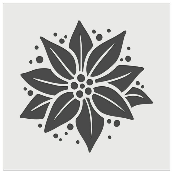 Poinsettia Flower Christmas DIY Cookie Wall Craft Stencil - 9.0 Inch