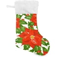 thumbnail image 1 of Poinsettia Flowers Christmas Stockings Christmas Christmas Presonalized Large Stocking Sock, Set of 1 Xmas Party Winter Decor Candy Bag Family Holiday Gift, 17.7 Inch, 1 of 7