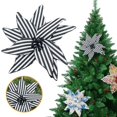 thumbnail image 1 of Poinsettia Flowers for Christmas Tree,Black and White Stripes Christmas Poinsettia Flowers,Velvet Glitter Floral Decor,Christmas Tree Topper for Halloween Holiday Wreath Garland Decor, 1 of 7