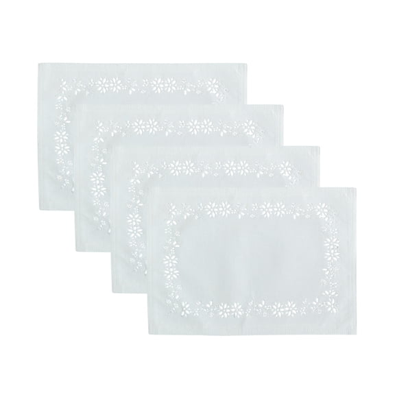Elrene Home Fashions Poinsettia Noel Laser Cut Placemats, Set of 4, Ivory, 13 x 19"
