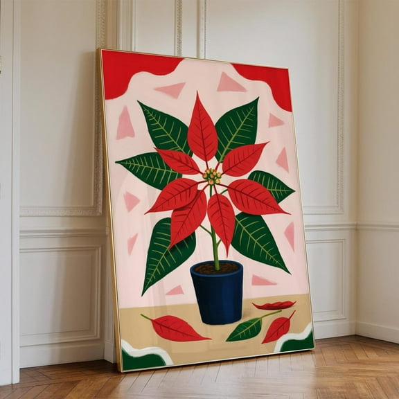 Poinsettia Plant, Cozyhome Decor, Botanical Wall Art Poster, Poster, Unframed Canvas Size 12x18