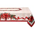 thumbnail image 1 of Poinsettia Ribbon Engineered Printed Fabric Christmas Tabletop for Xmas Winter Holiday, Christmas Time, Tablecloth, 60 x 84 Rectangle, 1 of 7