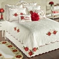 thumbnail image 1 of Poinsettia Woven Matelasse Oversized Coverlet Set - Light Cream, Red, Green - Holiday Decor for your Bedroom, Guest Room - Velvet Appliques - Embroidery - Contour-Cut Edges King Coverlet Set, 1 of 4