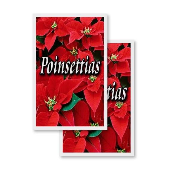 Poinsettias (2-PACK) 24" x 36" Vinyl Decals | Sign Insert Peel & Stick Decals Stickers Window Signs