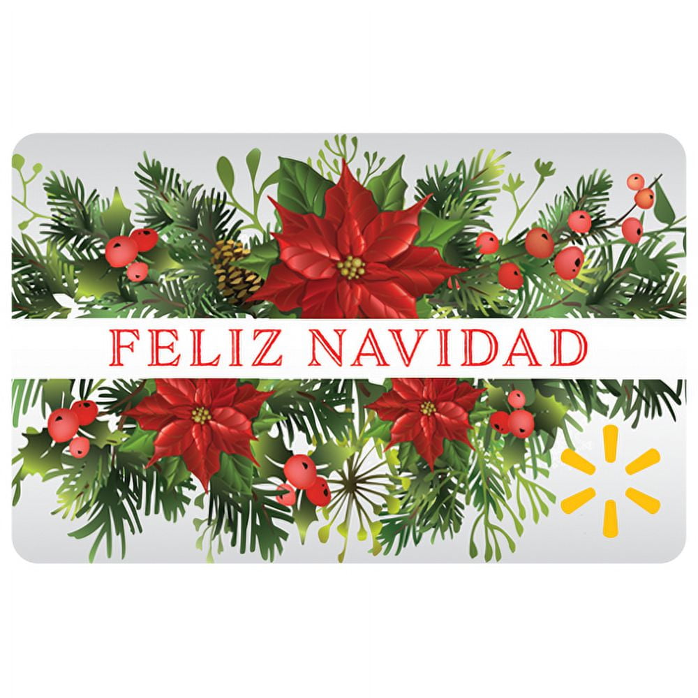 Poinsettias Garland Feliz Navidad Walmart Gift Card
