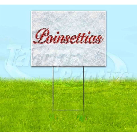 Poinsettias Red & Chrome (18" x 24") Yard Sign, Includes Metal Step Stake