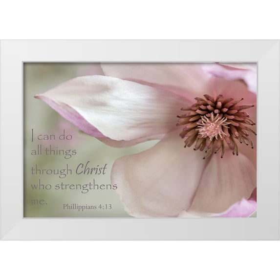 Poinski, Dianne 32x23 White Modern Wood Framed Museum Art Print Titled - Pink Magnolia Christ
