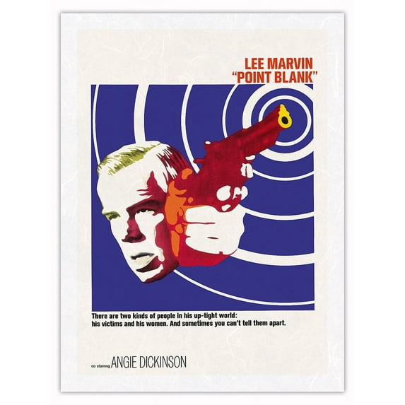 Point Blank - Starring Lee Marvin and Angie Dickinson - Vintage Film Movie Poster by Nelson Lyon c.1967 - Japanese Unryu Rice Paper Art Print 24 x 32 in