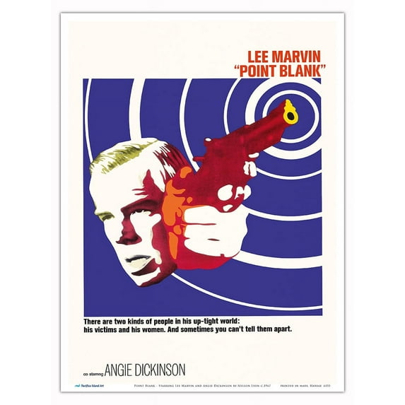 Point Blank - Starring Lee Marvin and Angie Dickinson - Vintage Film Movie Poster by Nelson Lyon c.1967 - Master Art Print (Unframed) 9in x 12in