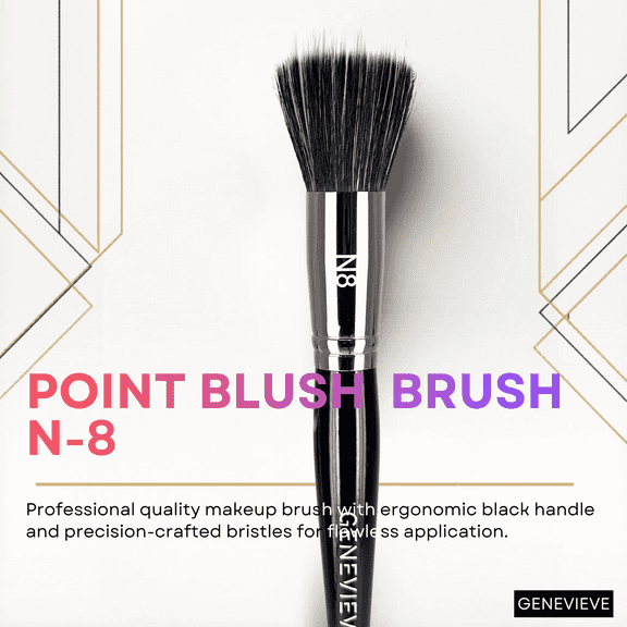 Genevieve Cosmetics Pointed Loose Powder Blush Complexion Brush Synthetic Hair Black