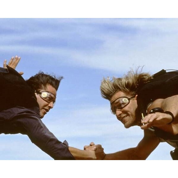 Point Break ski diving scene Patrick Swayze & Keanu Reeves Poster