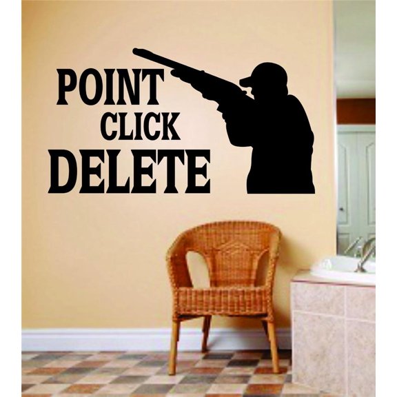 Point Click Delete Letters With Deer Buck Image Animal Hunting Hunter Man Gun Boys Sticker Vinyl Wall Decal 12 X 24 Inches